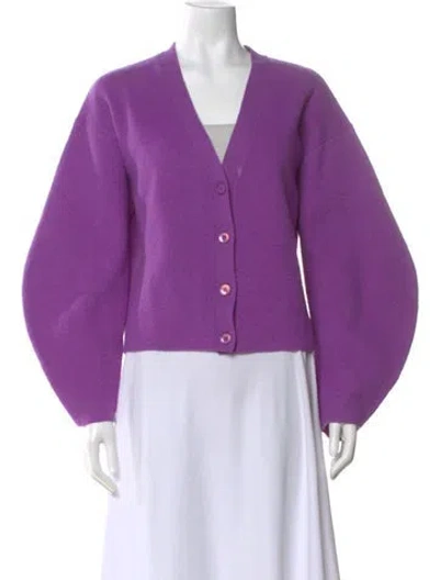 Pre-owned Ulla Johnson Wool V-neck Sweater In Purple