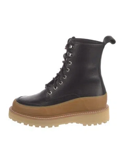 Pre-owned Ulla Johnson X Diemme Leather Combat Boots In Black