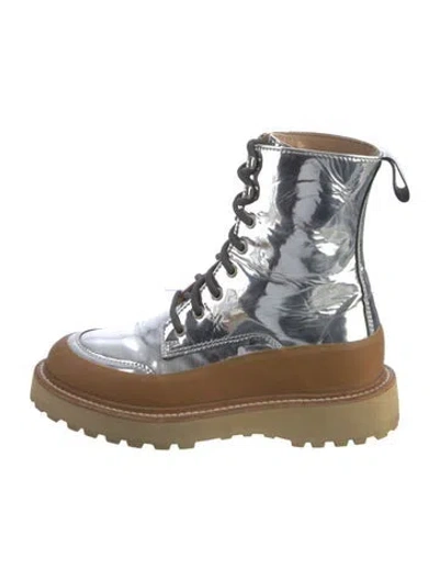 Pre-owned Ulla Johnson X Diemme Patent Leather Combat Boots In Multi