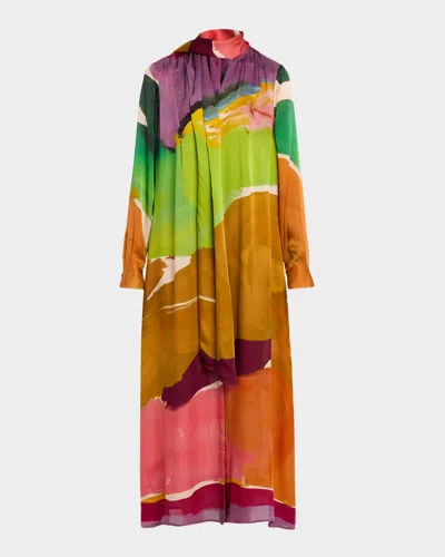 Ulla Johnson X Helen Frankenthaler Critique Silk Scarf Dress In Neutral