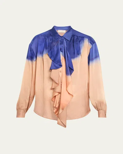 Ulla Johnson X Helen Frankenthaler Gesture Silk-chiffon Ruffle Blouse In Multi