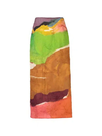 Ulla Johnson X Helen Frankenthaler Inez Geometric Midi Skirt In Multi