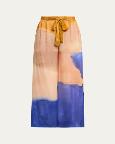 Ulla Johnson X Helen Frankenthaler Julien Silk-chiffon Pants In Blue