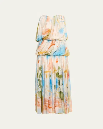 Ulla Johnson X Helen Frankenthaler Reverie Strapless Silk Gown In Neutral