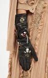 Ulla Johnson X Swarovski Laetitia Embellished Leather Gloves In Black