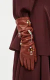 Ulla Johnson X Swarovski Laetitia Embellished Leather Gloves In Orange