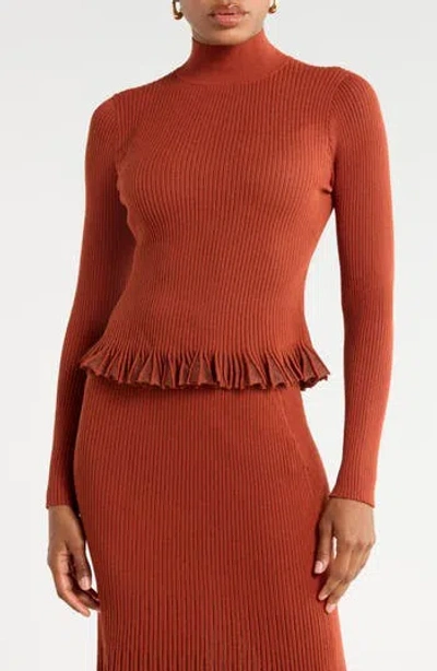 Ulla Johnson Yulia Ruffle Turtleneck Sweater In Copper