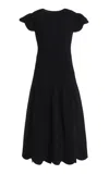 Ulla Johnson Yvette Scalloped Milano Knit Midi Dress In Black