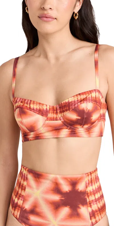 Ulla Johnson Zahara Bikini Top Sunburst In 红色,多色
