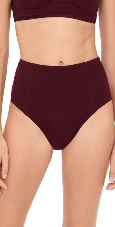 ULLA JOHNSON ZAHARA HIGH WAISTED BIKINI BOTTOMS CASSIS