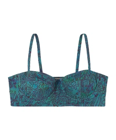 Ulla Johnson Zahara Printed Underwired Bikini Top In Blue