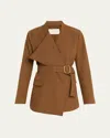 Ulla Johnson Zehra Draped Blazer Jacket With Belt In Brown