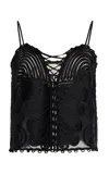 Ulla Johnson Zina Ribbon-embroidered Silk Tank Top In Black