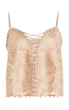 Ulla Johnson Zina Ribbon-embroidered Silk Tank Top In Neutral