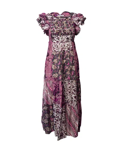 Ulla Johnson Zoya Ruffled Dress In Pink & Purple Cotton In Multi