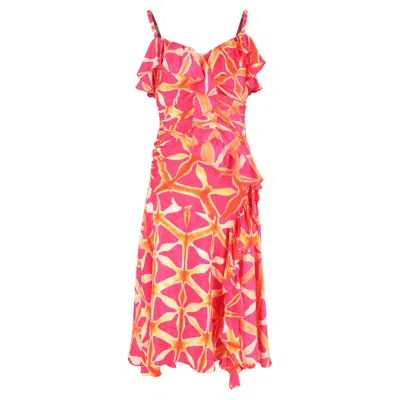 Ulla Johnson Zoya Ruffled Printed Dress In Red Silk