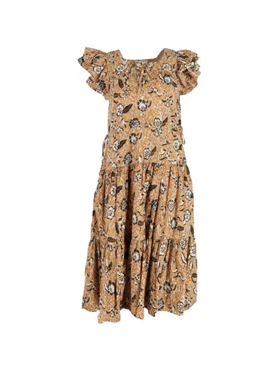 Pre-owned Ulla Johnson Zuma Printed Dress In Orange