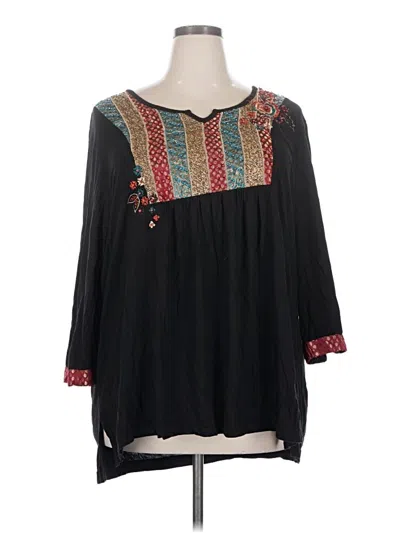 Pre-owned Ulla Popken 3/4 Sleeve Blouse In Black
