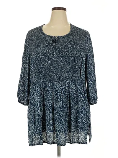 Pre-owned Ulla Popken 3/4 Sleeve Blouse In Blue