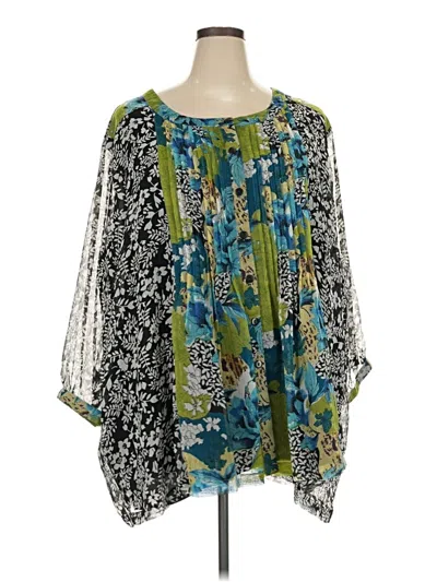 Pre-owned Ulla Popken 3/4 Sleeve Blouse In Green