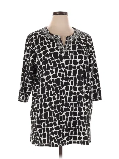 Pre-owned Ulla Popken 3/4 Sleeve Button Down Shirt In Black