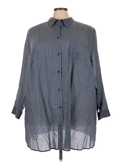 Pre-owned Ulla Popken 3/4 Sleeve Button Down Shirt In Gray