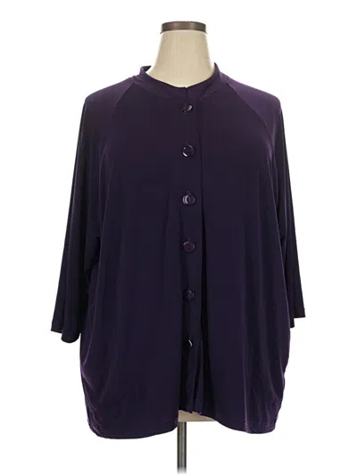 Pre-owned Ulla Popken 3/4 Sleeve Button Down Shirt In Purple
