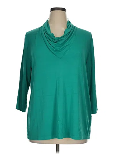 Pre-owned Ulla Popken 3/4 Sleeve Top Teal Cowl Neck Tops