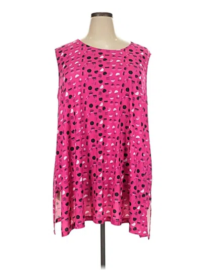 Pre-owned Ulla Popken Long Sleeve Top Pink Polka Dots Pattern Crew Neck Tops