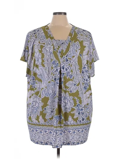 Pre-owned Ulla Popken Short Sleeve Blouse In Blue