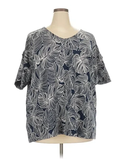 Pre-owned Ulla Popken Short Sleeve Blouse In Blue