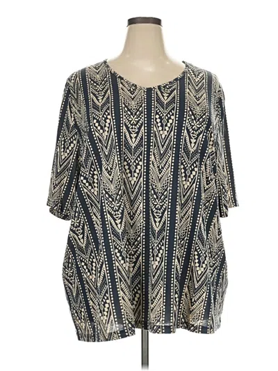 Pre-owned Ulla Popken Short Sleeve Blouse In Blue