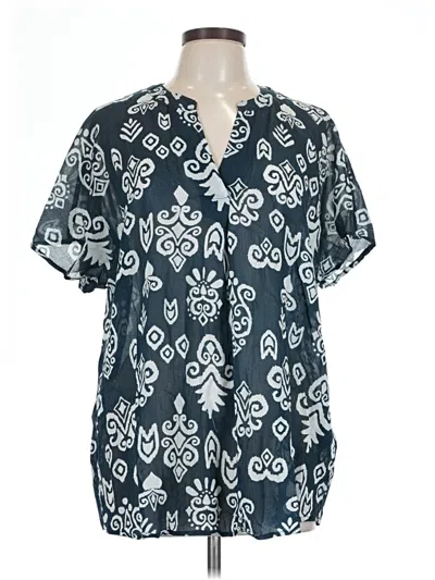 Pre-owned Ulla Popken Short Sleeve Blouse In Blue