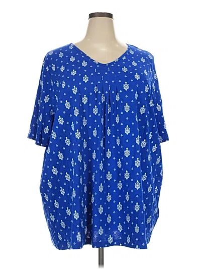 Pre-owned Ulla Popken Short Sleeve Henley Shirt In Blue