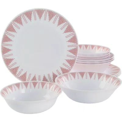 Ultra By Gibson Piper Point 12 Piece Opal Glass Dinnerware Set In Multi
