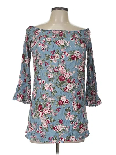 Pre-owned Ultra Flirt 3/4 Sleeve Blouse In Blue