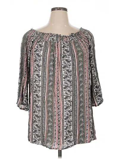 Pre-owned Ultra Flirt 3/4 Sleeve Blouse In Silver
