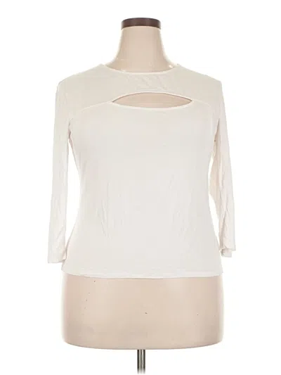 Pre-owned Ultra Flirt 3/4 Sleeve Top Ivory Keyhole Neckline Tops