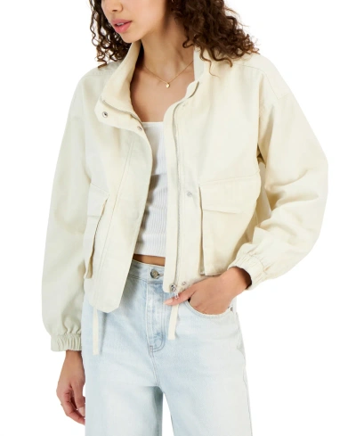 Ultra Flirt Juniors' Cargo Utility Jacket In Whitecap Grey