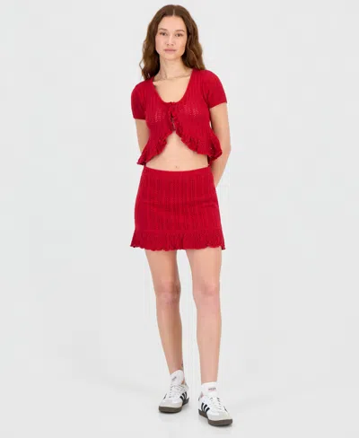 Ultra Flirt Juniors' Crochet Ruffled-hem Mini Skirt In Multi