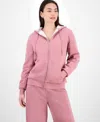 Ultra Flirt Juniors' Full-zip Faux-fur-lined Hoodie In Pink