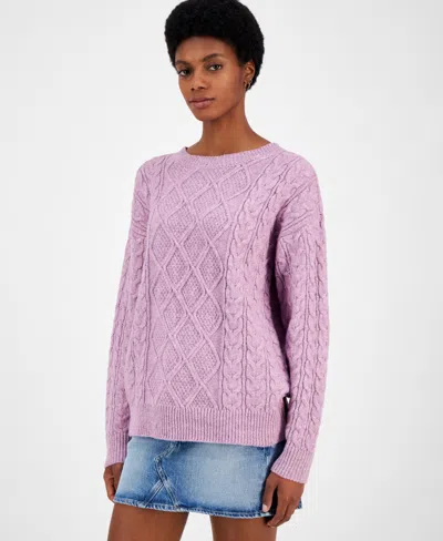 Ultra Flirt Juniors' Rory Chunky Cable-knit Sweater In Valerian