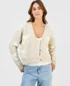 Ultra Flirt Juniors' Novelty Three-button Cardigan Sweater In White