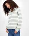 Ultra Flirt Juniors' Snap-front Chenille Long-sleeve Sweater In Green