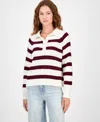 Ultra Flirt Juniors' Snap-front Chenille Long-sleeve Sweater In White