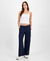 Ultra Flirt Juniors' Stretch-waistband Cargo Pants In Navy Blazer