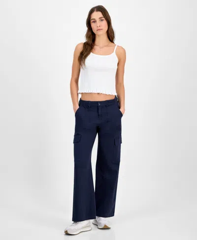 Ultra Flirt Juniors' Stretch-waistband Cargo Pants In Navy Blazer