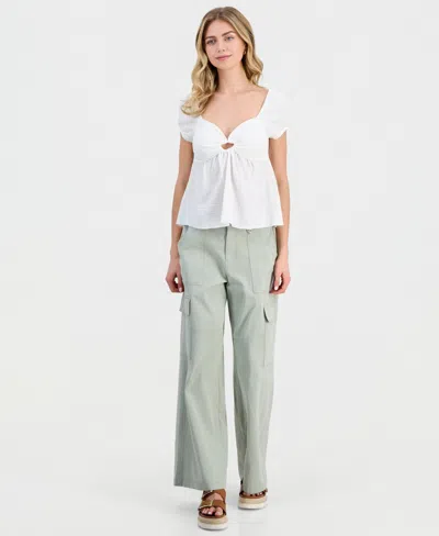 Ultra Flirt Juniors' Wide-leg Cargo Pants In Green