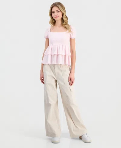 Ultra Flirt Juniors' Wide-leg Cargo Pants In Pink