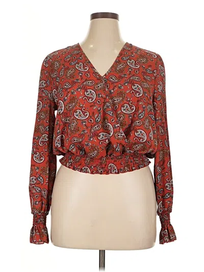 Pre-owned Ultra Flirt Long Sleeve Blouse In Red